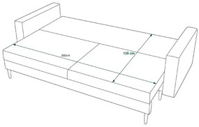 Kremowa sofa rozkładana na nóżkach - Diamante