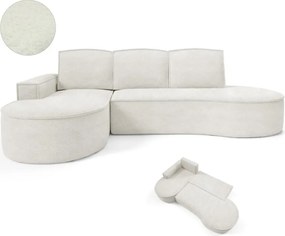 Narożnik MOLLY Lewostronny z funkcją spania, wolnostojący tkanina ABRIAMO 04 Biały