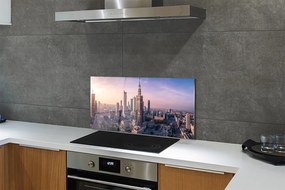 Panel Szklany Warszawa Wschód słońca wieżowce panorama