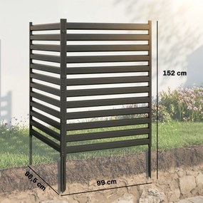 Outsunny Płot ogrodowy 2 panele 91 x 152 cm metalowy płot ochronny z słupkami i kapturkami, odporny na rdzę, czarny | Aosom PL
