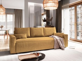 Masseno Sofa MENI z funkcją spania i pojemnikiem na pościel, Rozkładana sofa - Żółty, POSO 01