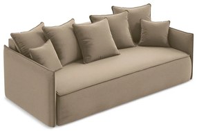 Jasnobrązowa aksamitna rozkładana/ze schowkiem sofa 225 cm Hula – Makamii