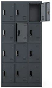 Szafka skrytkowa socjalna BHP metalowa MARCIN, 900 x 1850 x 400 mm, antracytowa