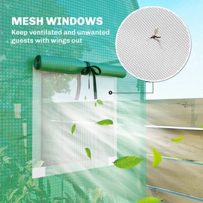 Outsunny Szklarnia Pomidorowa Foliowa z Drzwiami Rolowanymi i Oknami z Siatką 170 x 68 x 200 cm Zielona | Aosom PL