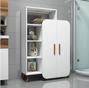 Nowoczesny regał na książki – 90 x 132 x 32 cm – Biały – Płyta wiórowa pokryta melaminą