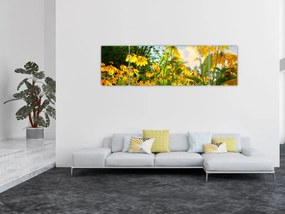 Obraz żółtych kwiatów (170x50 cm)