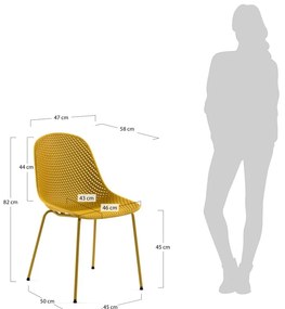 Żółte metalowe krzesło ogrodowe Quinby – Kave Home