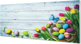 Szkło do Kuchni na Ścianę Wiosenne Jajka z Motylem