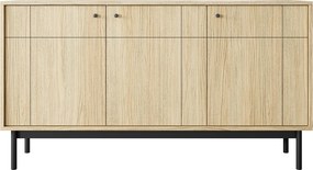Trzydrzwiowa komoda loftowa Japandi K154, dąb linea