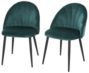 HOMCOM Zestaw 2 Krzeseł Jadalniane Zielone Fotele Kuchenne Nowoczesny Design | Aosom PL