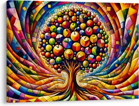 Obraz – Kolorowe drzewo z jabłkami (70x50 cm)