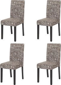 Krzesło do jadalni Littau (zestaw 4 sztuk),  tkanina z napisem, szary, ciemne nogi