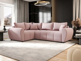 BEDANTE narożnik MOLISA L PLUS Cosmic 14 lewa różowy z funkcją spania sofa w kształcie litery L z pojemnikiem na pościel