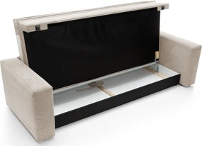 Waniliowa sztruksowa kanapa z pojemnikiem N6-E60