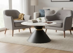 Okrągły stolik kawowy glamour biały marmur + czarny - Nito 4X