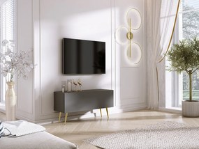 Szafka RTV w kolorze antracytowym, złote nogi, 100 x 52 x 32 cm