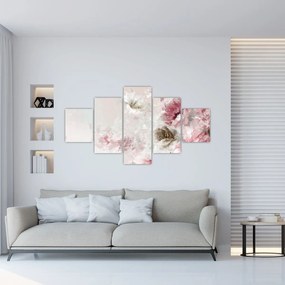Obraz - Malowanie różowych kwiatów (125x70 cm)