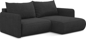Narożnik prawostronny z funkcją spania - z tkaniny szenilowej - antracyt - NANEA