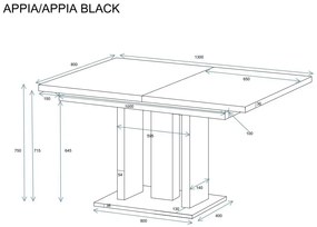 Stół rozkładany APPIA 130(210)x80 kaszmirowy mat/czarny mat ENDO