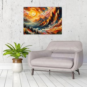 Obraz - Góry oświetlone słońcem (70x50 cm)