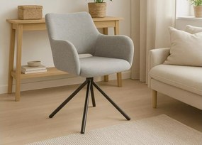 Krzesło tapicerowane Base boucle z podłokietnikami – wygodne i stylowe do jadalni i salonu