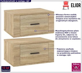 Komplet wizących szafek nocnych dąb sonoma - Triniti