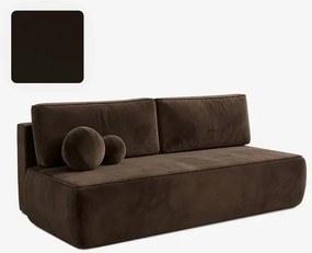 Sofa z Funkcją Spania ARVETO Brązowa Welurowa Nowoczesna