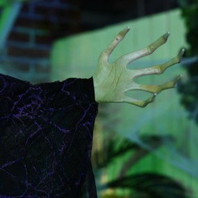 HOMCOM Czarownica na Halloween, Dekoracja z Funkcją Dźwiękową, z Czujnikiem Ruchu, LED, 130 cm x 18 cm x 183 cm