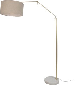 Lampa podłogowa złota regulowana z beżowym abażurem z tkaniny typu teddy 50 cm - Editor