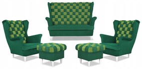 Zestaw uszak CAROL DUO sofa fotele pufy Family Meble seledynowo - zielony