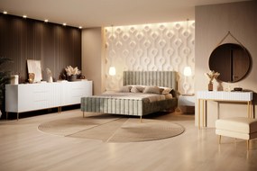 Toaletka Nicole 100 cm z szufladami - biały mat / złote nóżki