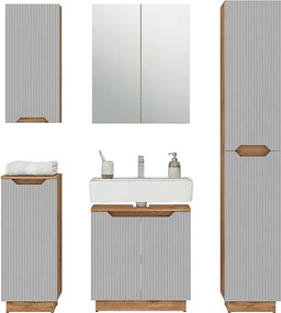 Zestaw mebli łazienkowych dąb/szary w paski 59.8x32x62.1 lotta