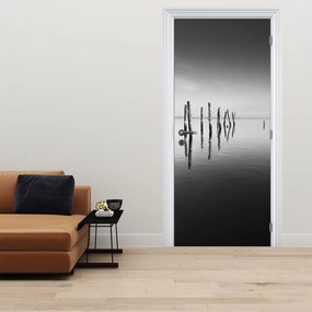 Fototapeta na drzwi - Czarno - biała powierzchnia wody (95x205cm)