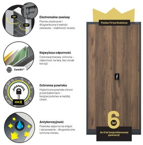 Szafa na dokumenty biurowa metalowa antracytowa/ orzech: Eco Design JAN H, 900 x 1950 x 400 mm