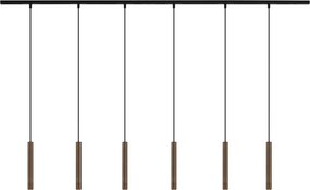 Nowoczesny system oświetlenia szynowego z 6 lampami wiszącymi w kolorze brązu, jednofazowy - Slimline Keno