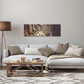 Obraz tygrysa (z zegarem) (90x30 cm)