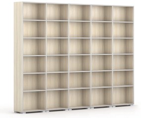 Biblioteka SILVER LINE, 5 kolumn, 2230 x 3000 x 400 mm, dąb naturalny