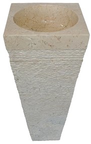 Umywalka stojąca z marmuru - Kremowy - szer. 40 x dł. 40 x wys. 90 cm - STORTA