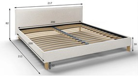 Kremowe tapicerowane łóżko dwuosobowe ze stelażem 200x200 cm Tina – Ropez