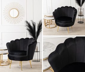Welurowy fotel glamour z oparciem typu muszla Angel