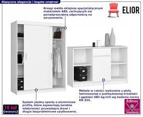 Komplet białych mebli szafa i komoda - Wertis