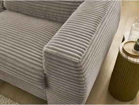 Szarobrązowa sztruksowa rozkładana sofa do spania 220 cm Hugo – Bobochic Paris