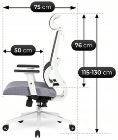 Fotel Biurowy Ergonomiczny Obrotowy NICKI Szary Nowoczesny