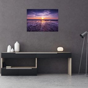 Obraz plaży - zachód słońca (70x50 cm)