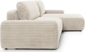 Kremowa sztruksowa kanapa narożna z pojemnikiem P7-D10