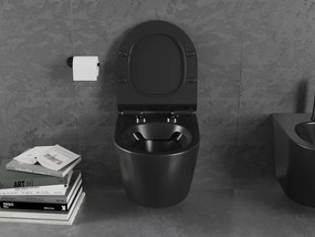 Mexen Lena miska wc Rimless z deską wolnoopadającą slim, duroplast, czarna mat - 30220185