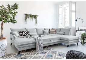 Jasnoszara rozkładana sofa w kształcie litery "U" Miuform Charming Charlie, prawostronna