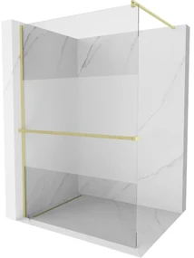 Mexen Kioto+ ścianka prysznicowa z półką Walk-in 70 x 200 cm, transparent/szron, złota szczotkowana - 800-070-121-55-35