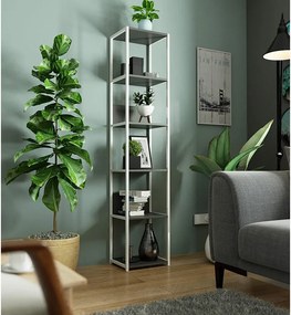 Regał loft AKORD metalowy Biały 40 cm kolor Szary mat 6 półek 40x32x192 cm