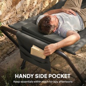 Outsunny Hamak z Ramą 237 x 90 cm Hamak ze Stelażem z Boczną Kieszenią i Poduszką, Metalowa Rama do 150 kg | Aosom PL